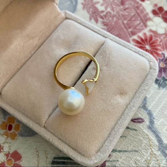 10.5mm freshwater pearl mermaid open ring - Picture 3 of 8